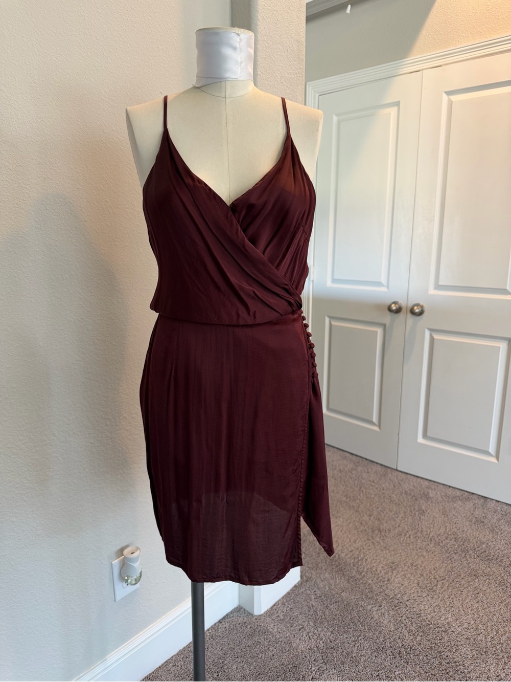 Young Fabulous & Broke Burgundy Wrap Mini Dress